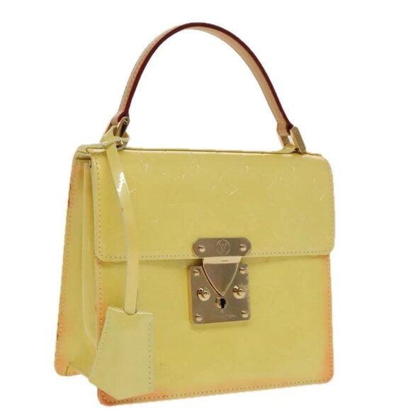 LOUIS VUITTON Monogram Vernis Spring Street Bag Lime Yellow - Picture 1 of 16